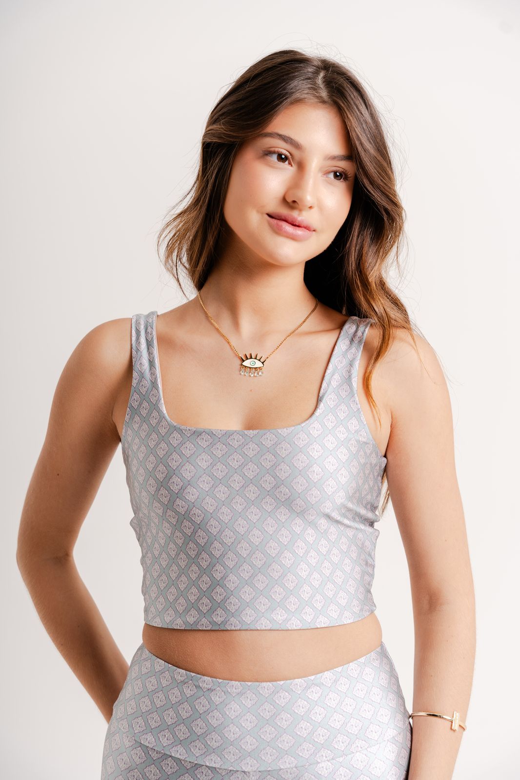 Cropped Top Print Azure