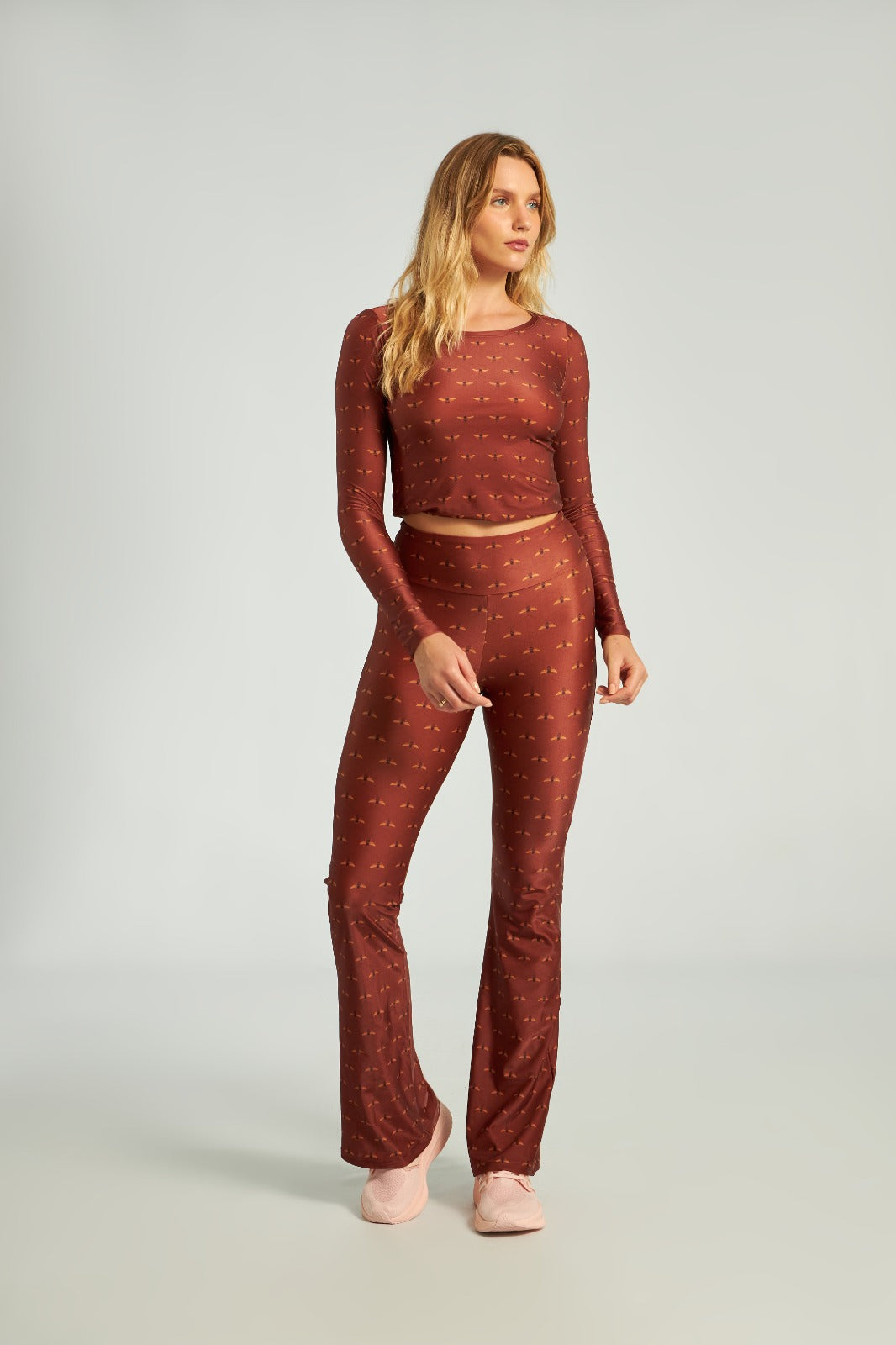 Pants Flare Honeycomb Print
